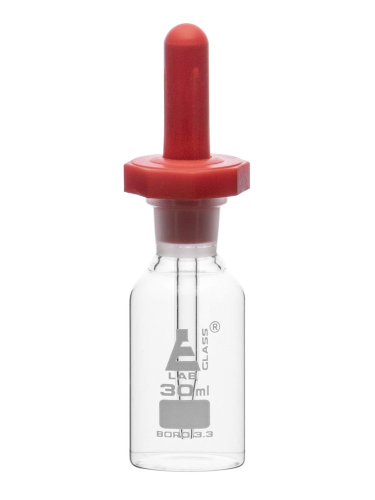 EISCO Dropping Bottle, 30ml (1oz) - Borosilicate 3.3 Glass - Eye Dropper Pipe...
