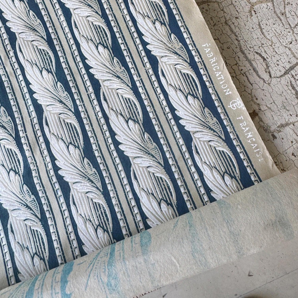 c1900 2.25yds (4.5 yds avail) Wallpaper Paul Gruin French Feather Stripe c1900