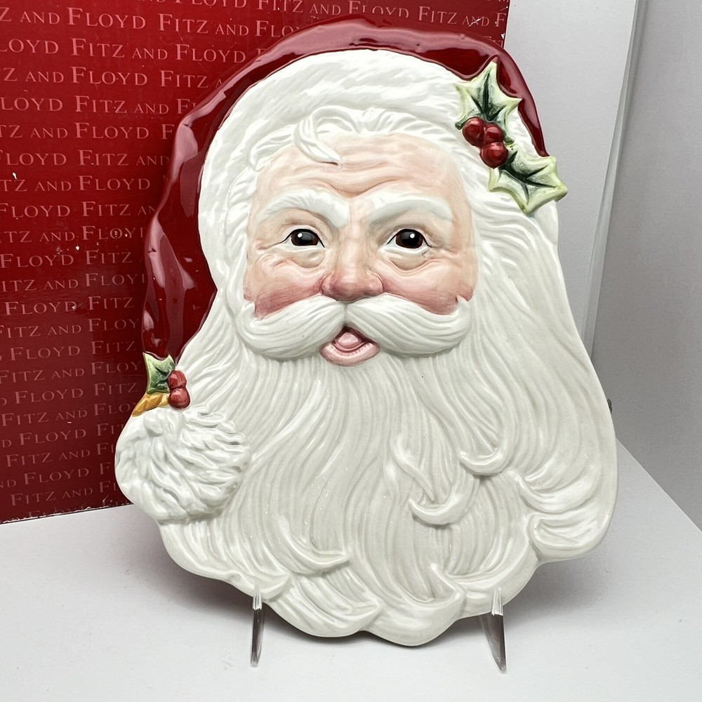 Fitz & Floyd Dear Santa Canapé Serving Plate Christmas Holiday Dish Ceramic 2009