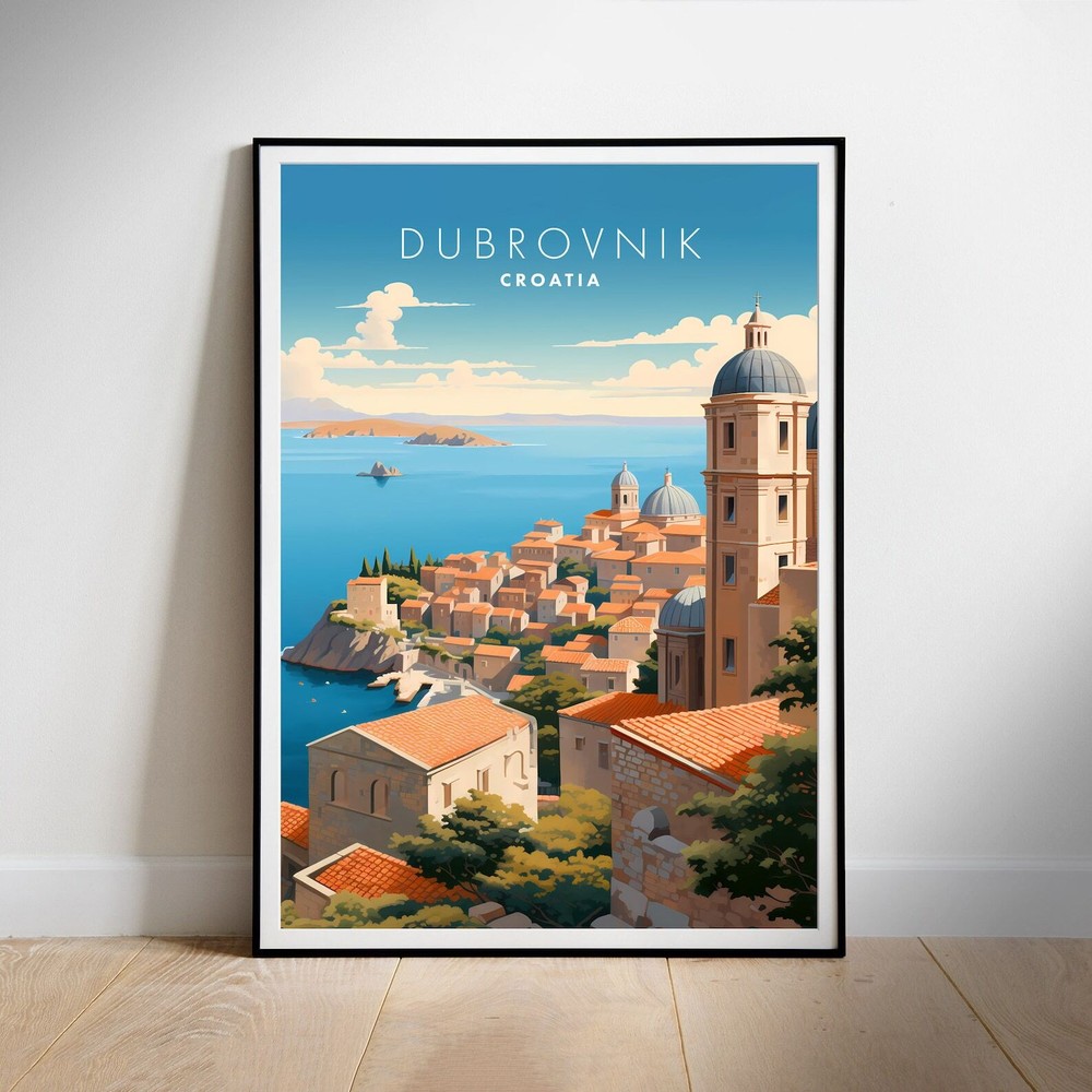 Croatia Travel Poster Wall Art Dubrovnik Instant Hanging Decor New Home Gift