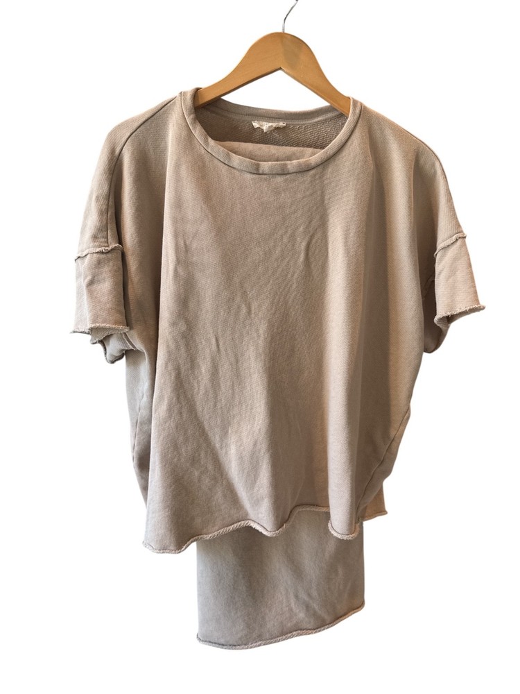 Eileen Fisher 100% Organic Cotton Boxy Tee Large & Skirt W/Slit Medium Set Tan
