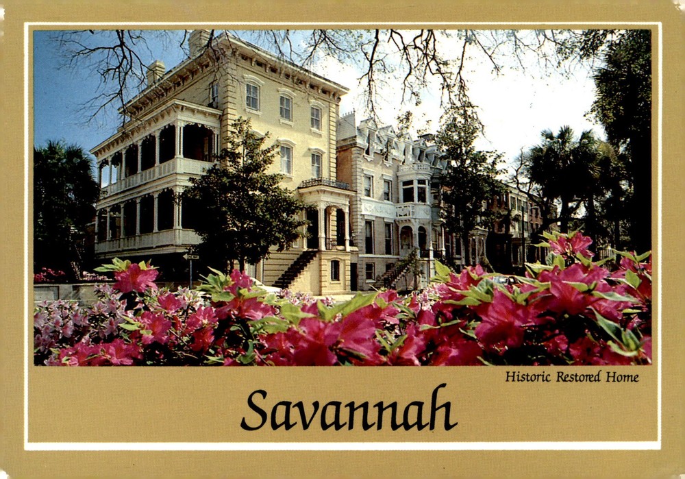 Restored Home, Monterey Square, Savannah, 1992 Postcard