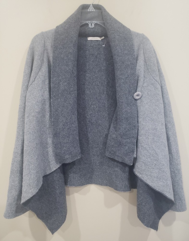 A.IDA Womens Wool Blend Cardigan Wrap Gray Made In Italy Size M