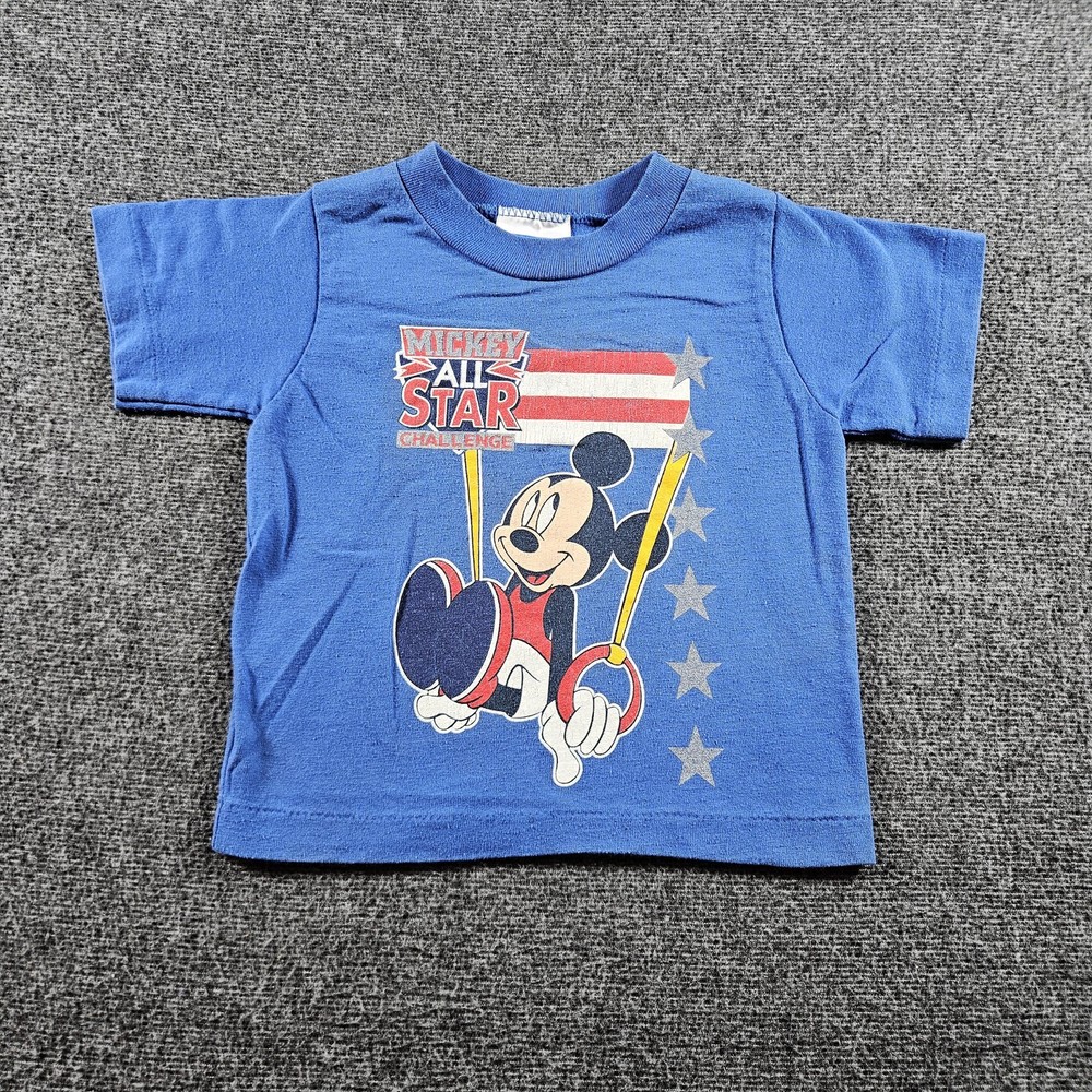 Vintage Allison Shirt Toddler Boys 3T Blue Mickey Mouse All Star Graphic Tee 80s