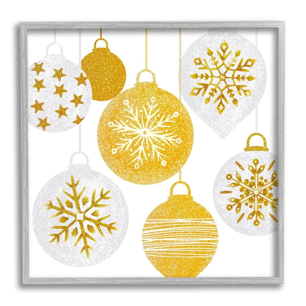 Glimmering Hanging Christmas Baubles Giclee Framed Wall Art, Design by Ziwei Li
