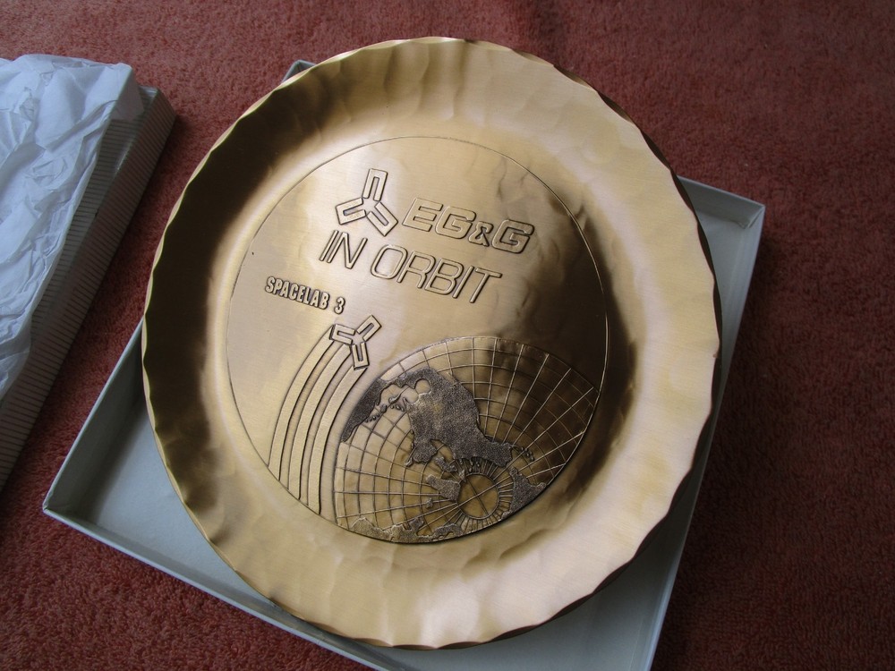 NASA SPACELAB 3 EG&G Solid Bronze plate – EMPLOYEES ONLY -