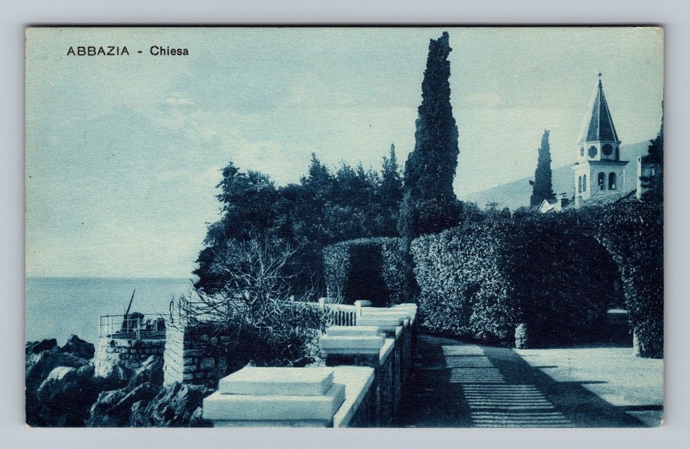 Croatia- Abbazia Church On The Coast Old Postal PC Card View Vintage Postcard