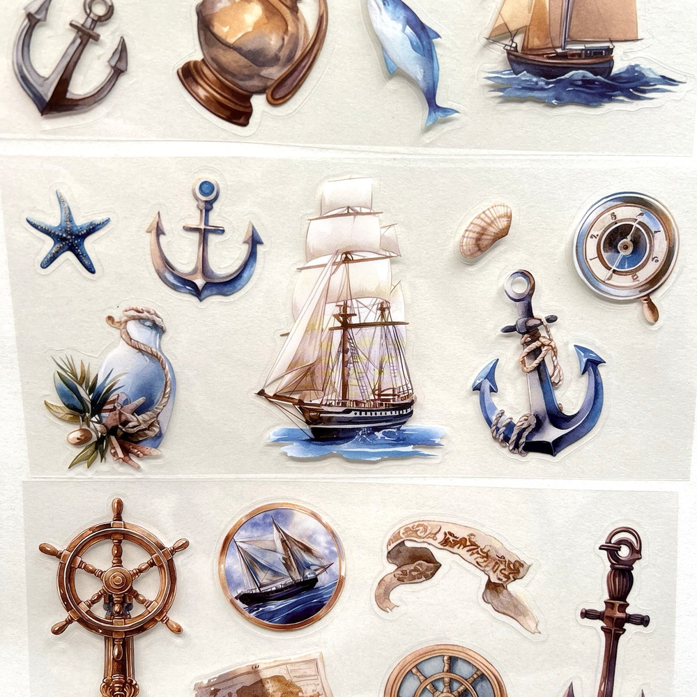 3 Sheet Nautical Stickers Junk Journals Collage Scrapbooking