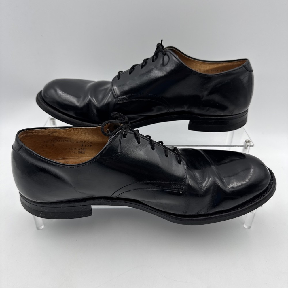 Vintage International Shoe Co Derby Shoes Black Biltrite Imperial Size 11 R