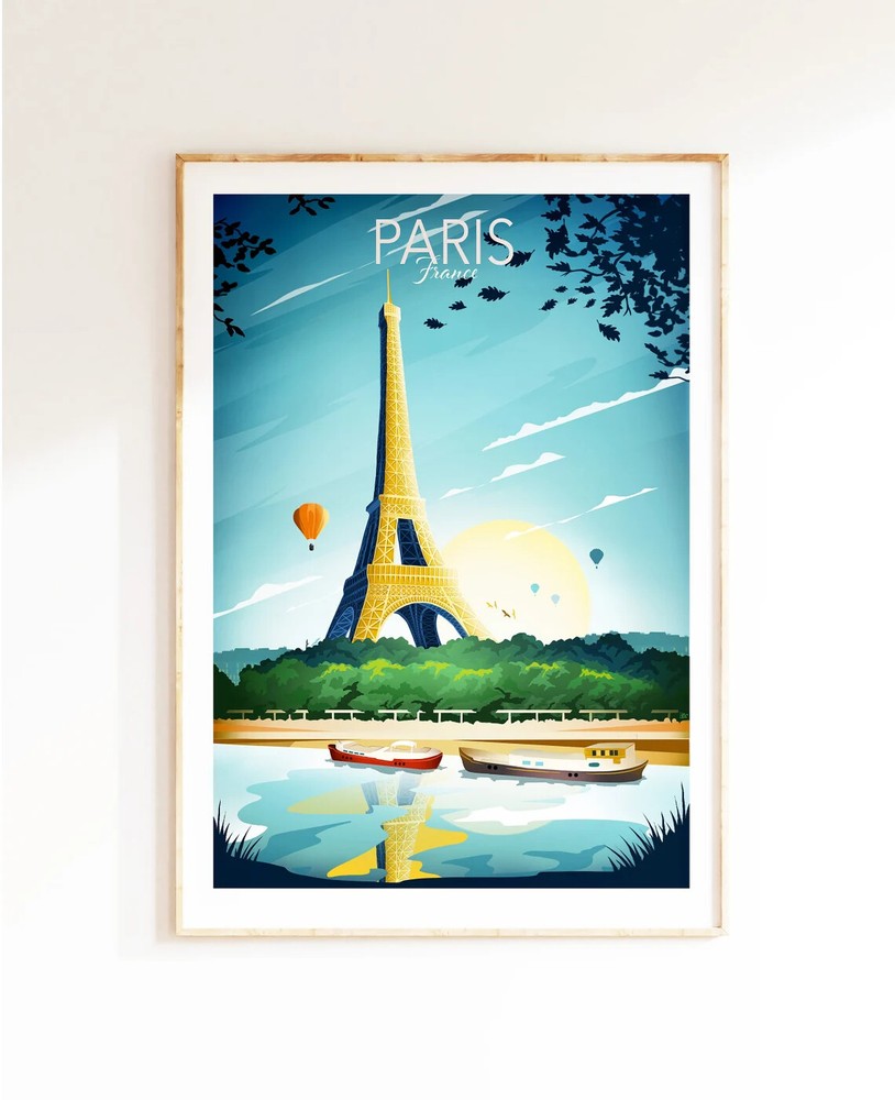 Paris Eiffel Tower, Travel Poster Premium Quality Choose your Size