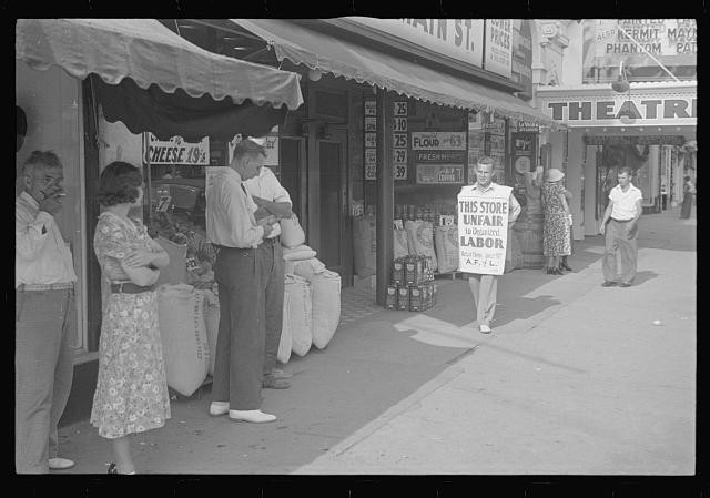 Photo:1930s Labor Protest Store Picket Theatr? Street Scene