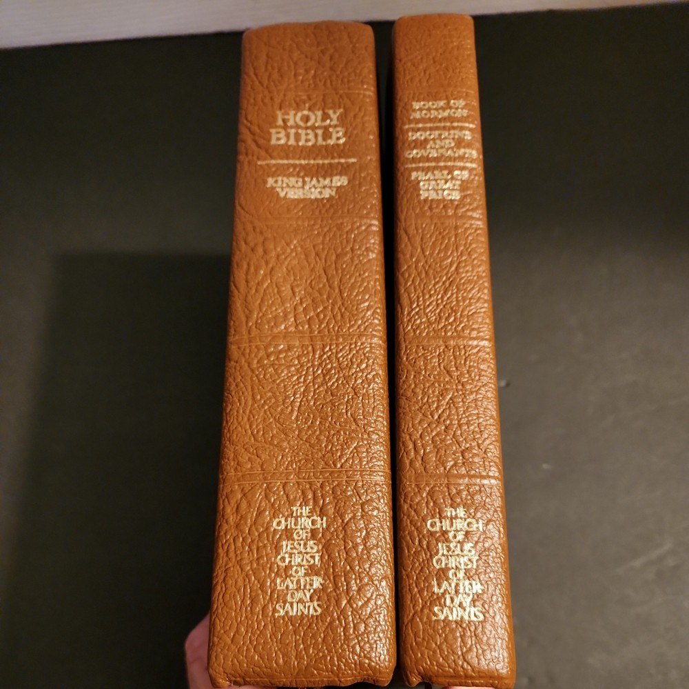 Brown Leather, Holy Bible & triple combination large print indexed set,