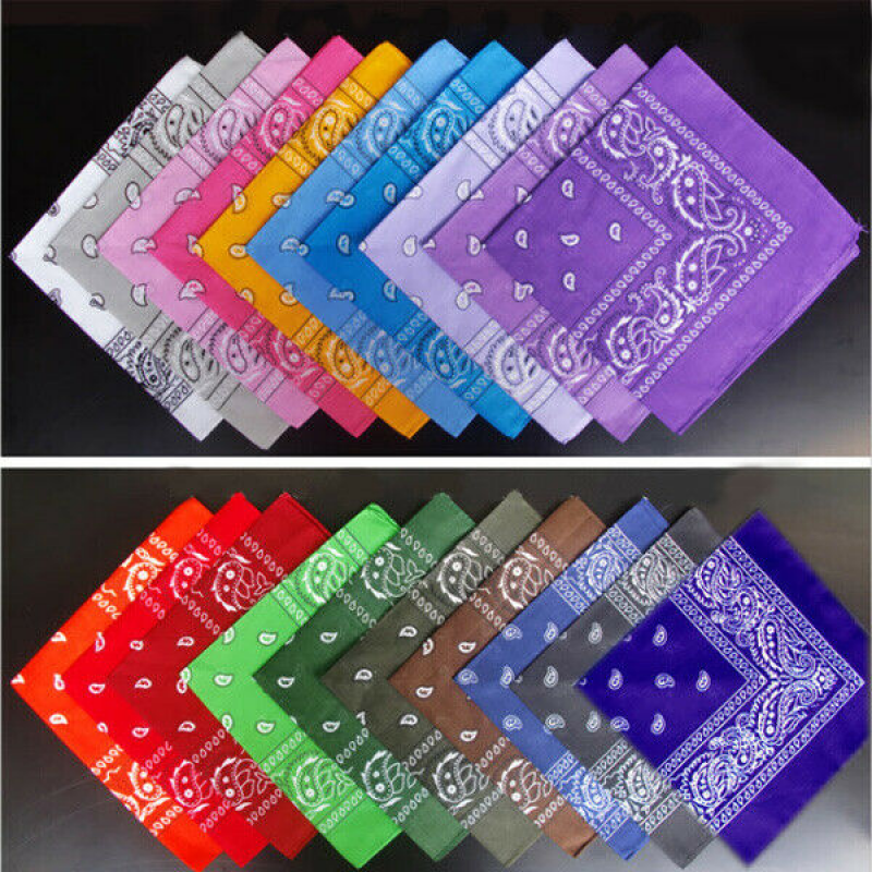 Unisex 100% Cotton Dacron Paisley Bandanas Double Sided Head Wrap Scarf ch