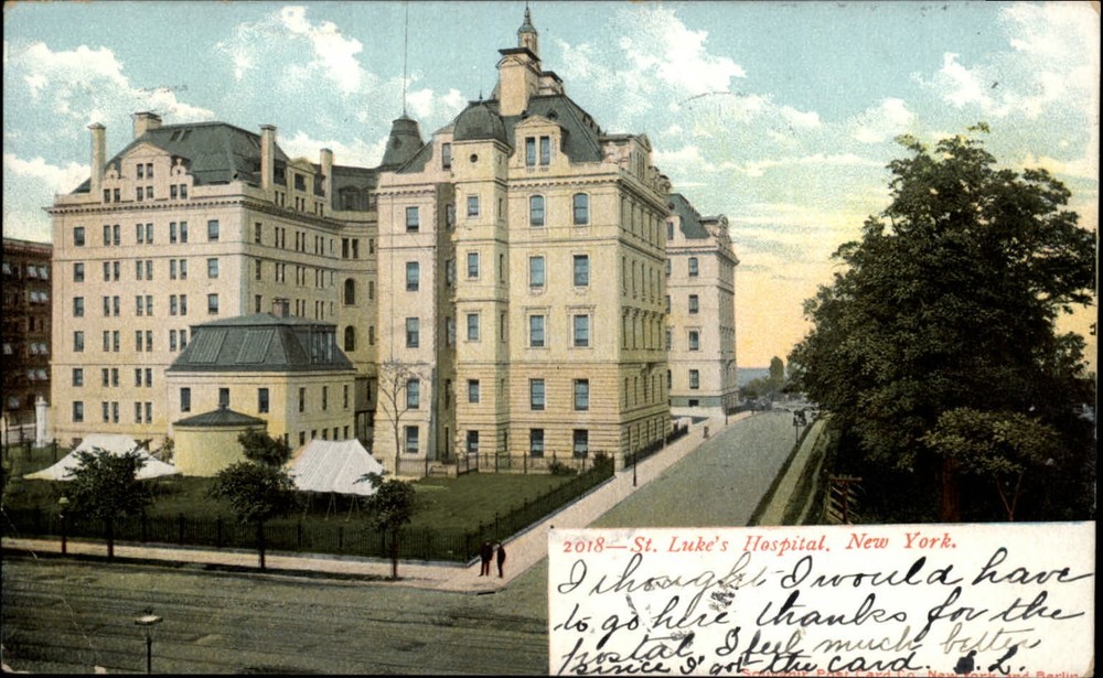 St Luke's Hospital New York City ~ 1905 UDB postcard to Mary Eidman Liberty NY