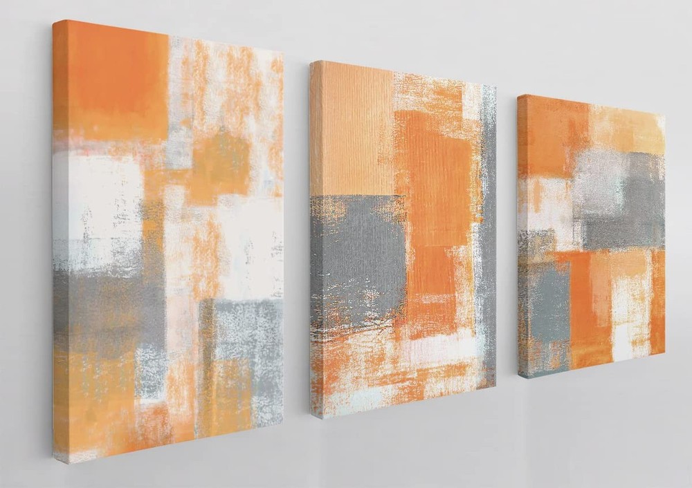 BXFAHZJ Abstract Modern Orange Brown Grey Graffiti Wall Art Canvas Farmhouse ...-image