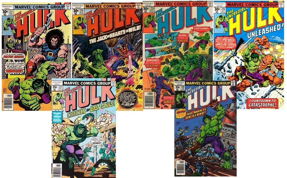INCREDIBLE HULK Lot of 6 #211, 214, 215, 216, 217, 219 (Marvel 1977)