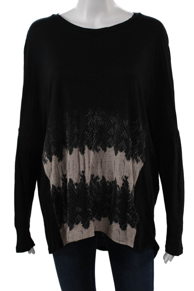 Allsaints Women Black Tunic Long Sleeve Viscose Linen Round Neck Size SFree Shipping in US $100+ Orders | $6.95 Orders Below