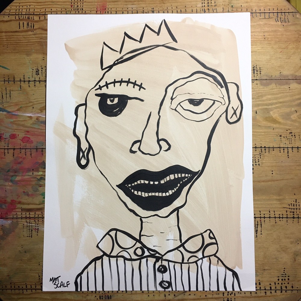 Matt Scalf 18x24 Graffiti Character Abstract Face Street Art Collectible Signed-image