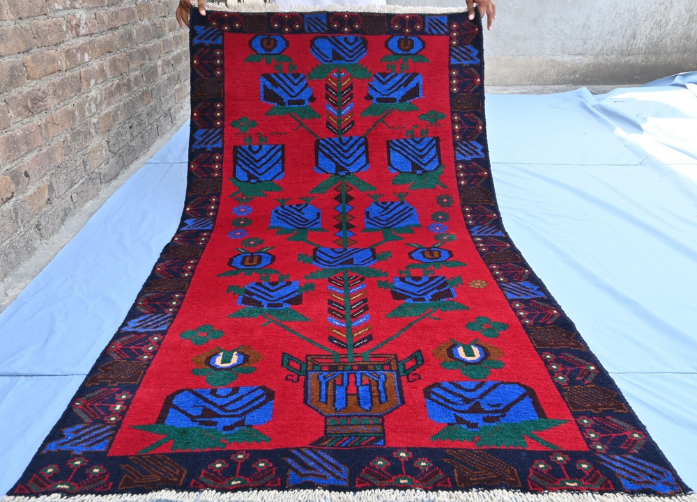 Afghan Baluchi Handmade Rug. Unique Vintage Rug.