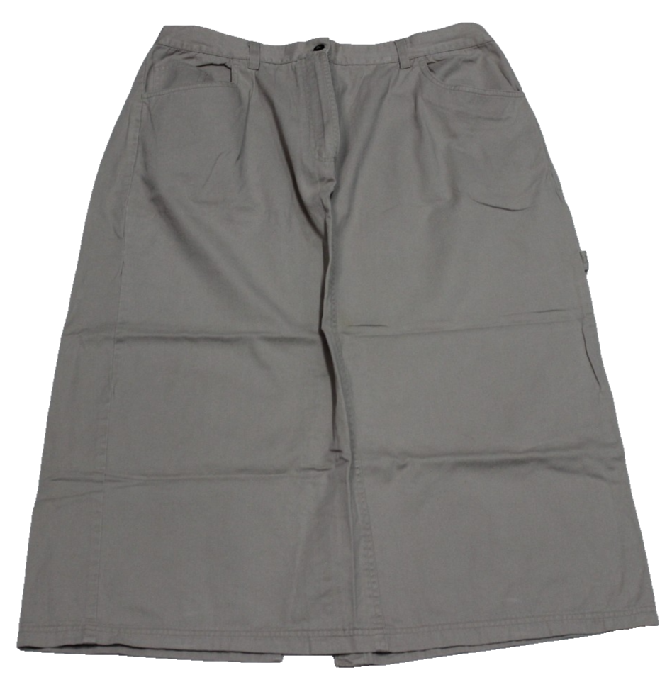VTG J.L.N.Y. Women's Chino Midi Skirt Size 20 Beige Vented Zip-Up