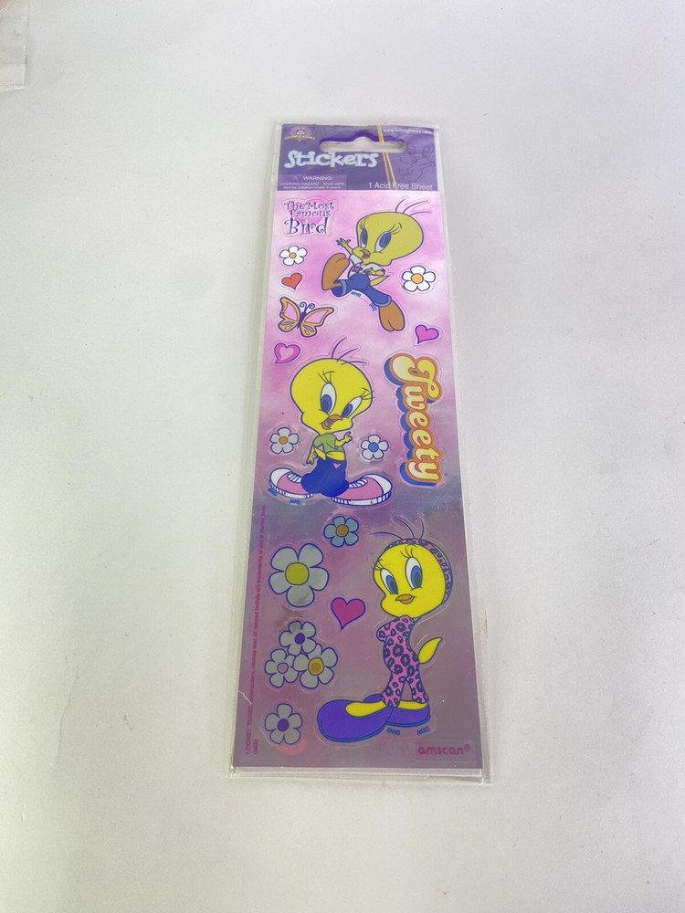 Vintage Amscan Tweety Bird Looney Tunes 1 Acid Free Sticker Sheet Stickers NEW