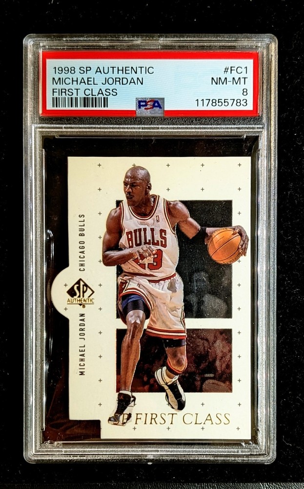 Michael Jordan PSA 8 NM/MT 1998 Upper Deck SP Authentic First Class #FC1 POP. 61