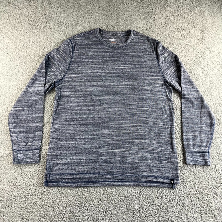 NEW American Eagle T Shirt Mens XL Blue Active Flex Thermal Pullover Long Sleeve