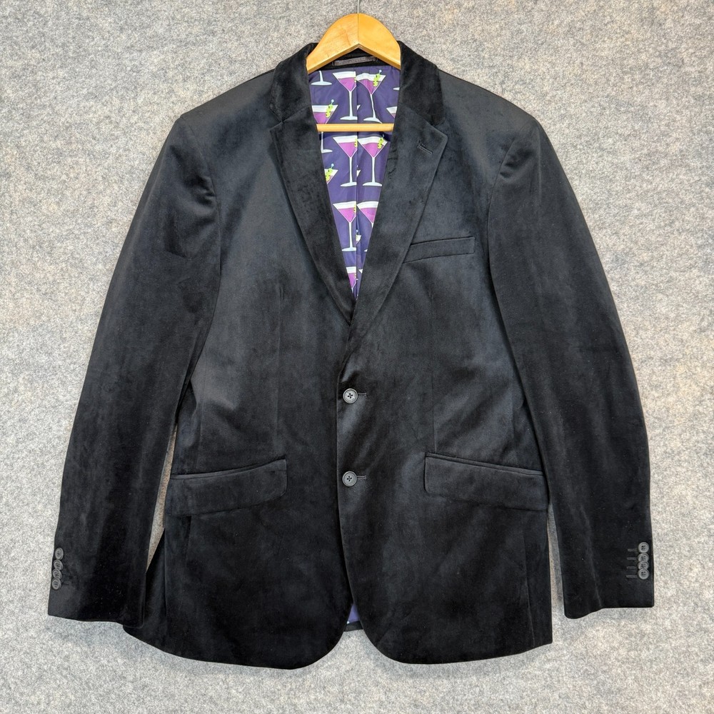 John Stephen London Velvet Blazer Jacket Sport Coat Mens 44 R Martini Graphic