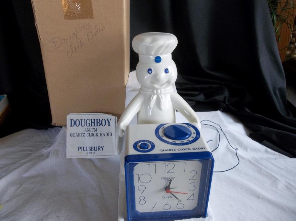 1980s Pillsbury  Doughboy Quartz Alarm Clock Radio NOS  Original Box