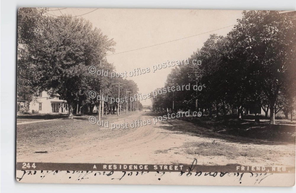 Friend, Nebraska-Residence Street-Houses-c1908-Olson-RPPC Real Photo Postcard
