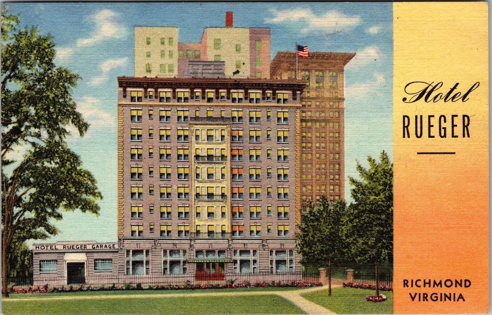 Richmond VA-Virginia, Hotel Rueger, Exterior, Vintage Postcard