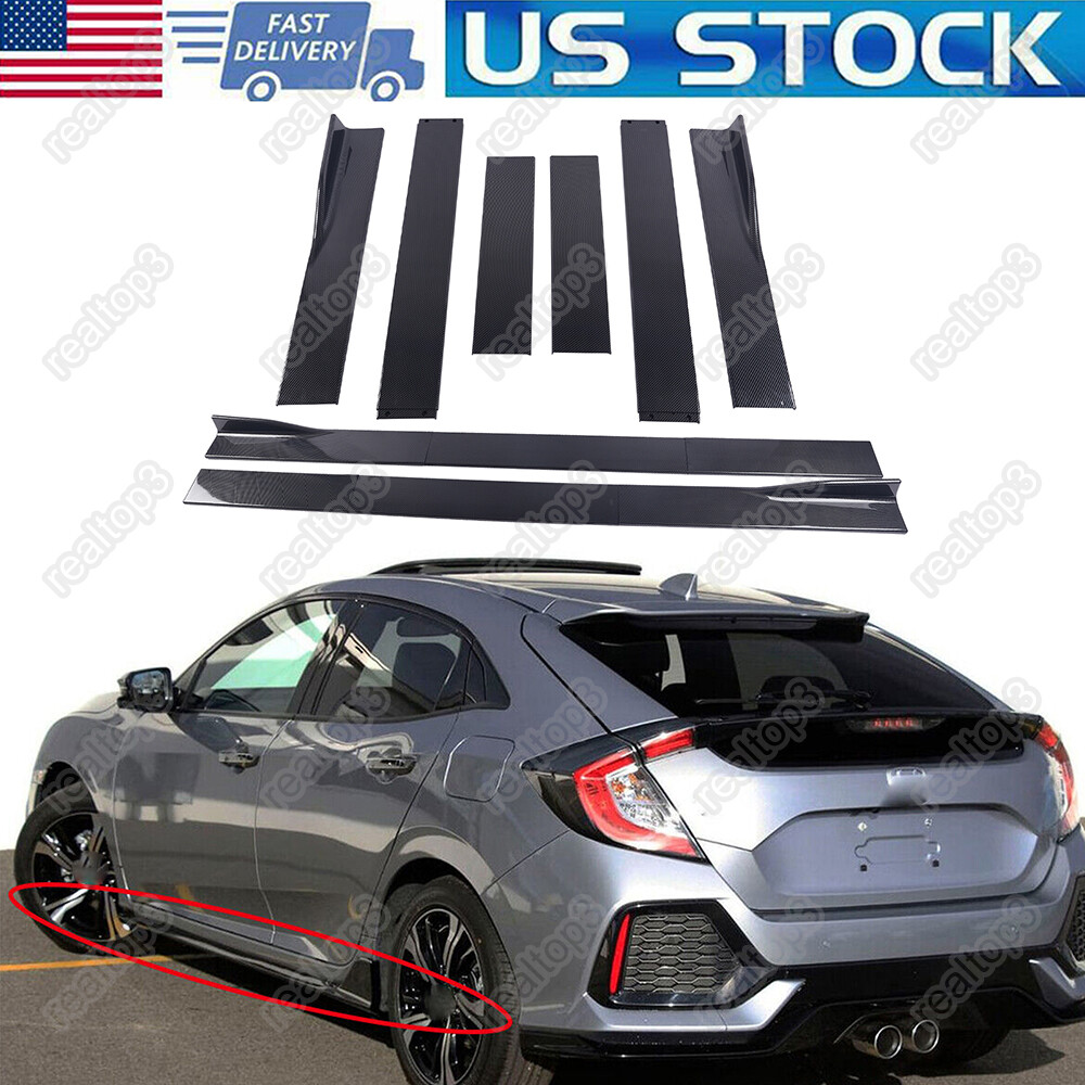 86.6'' Carbon Look Side Skirts Extension Lip Splitter For Infiniti Q50 Q60 Q70