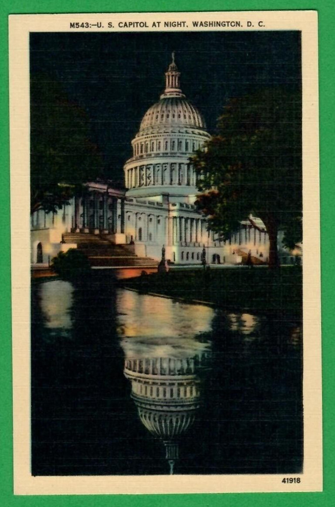 Capitol At Night, Washington, D. C. Vintage Pc. 3553