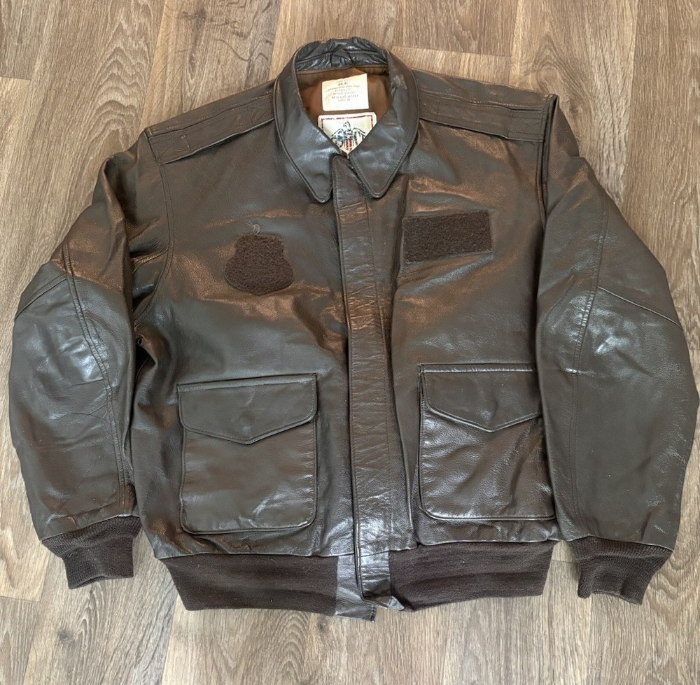 Avirex Vintage 90's Made In USA DSCP Type A-2 Leather Flight Jacket Size 46R