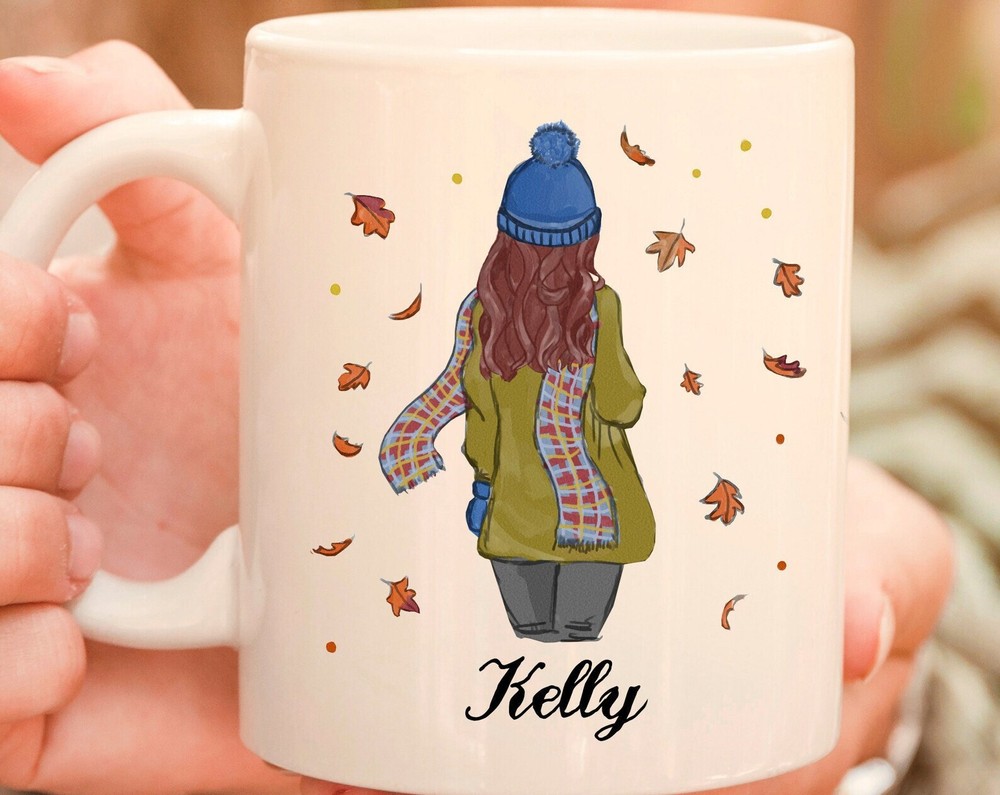 Custom Fall Girl Mug Pick Your Hair Mug Personalized Autumn Coffee Mug Custom Au