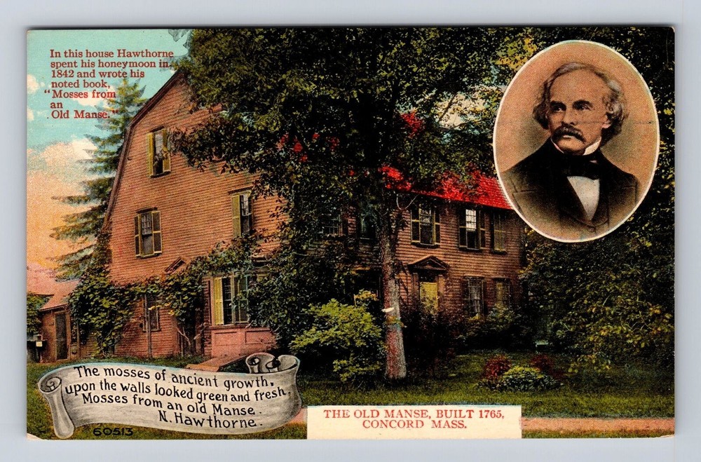 Concord MA- Massachusetts, The Old Manse, Antique, Vintage Souvenir Postcard