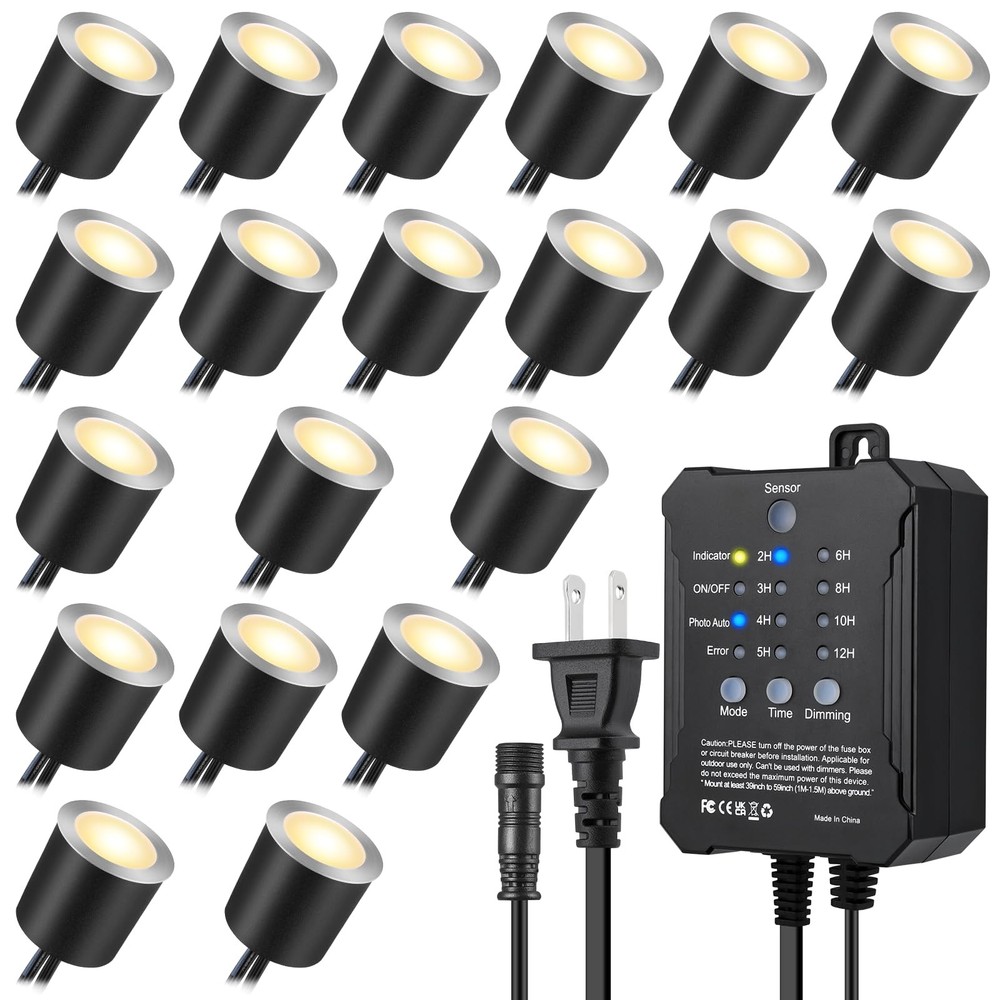 Dimmable LED Deck Lights with Timer and Photocell Sensor and Protecting Shell...