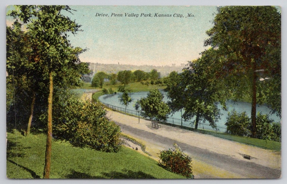 Vintage Penn Valley Park Drive Kansas City MO Postcard Elite Post Card Co.