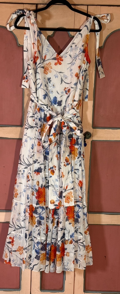 ERDEM Classic Floral Cotton Silk YESENIA Midi Dress Size 6 US 10 UK