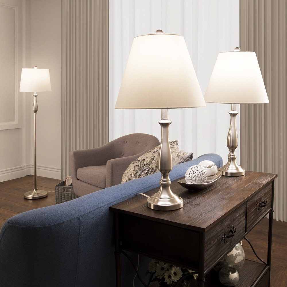 3-Piece Home Lighting Set with 2 Table Lamps and 1 Floor Lamp