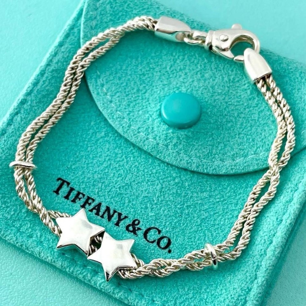 Tiffany & Co Double Rope Star Bracelet in 925 Sterling Silver Pre-Owned