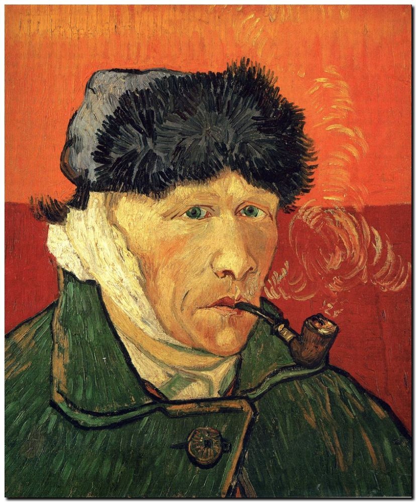 Vincent Van Gogh *FRAMED* CANVAS ART red Self Portrait Bandaged Ear 18x12