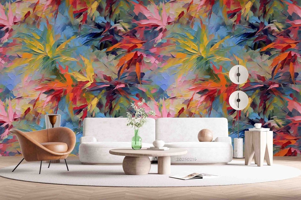 3D Plants Leaves Oil Painting Wall Murals Wallpaper Murals Wall Sticker 2