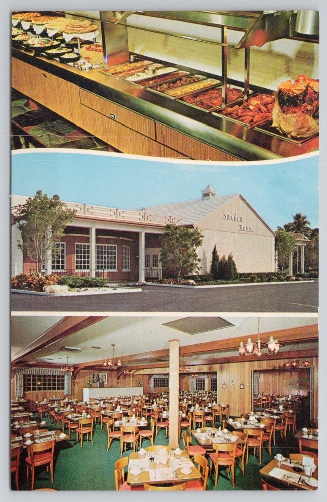 Sweden House Smorgasbord Restaurant Fort Lauderdale FL Vintage Postcard