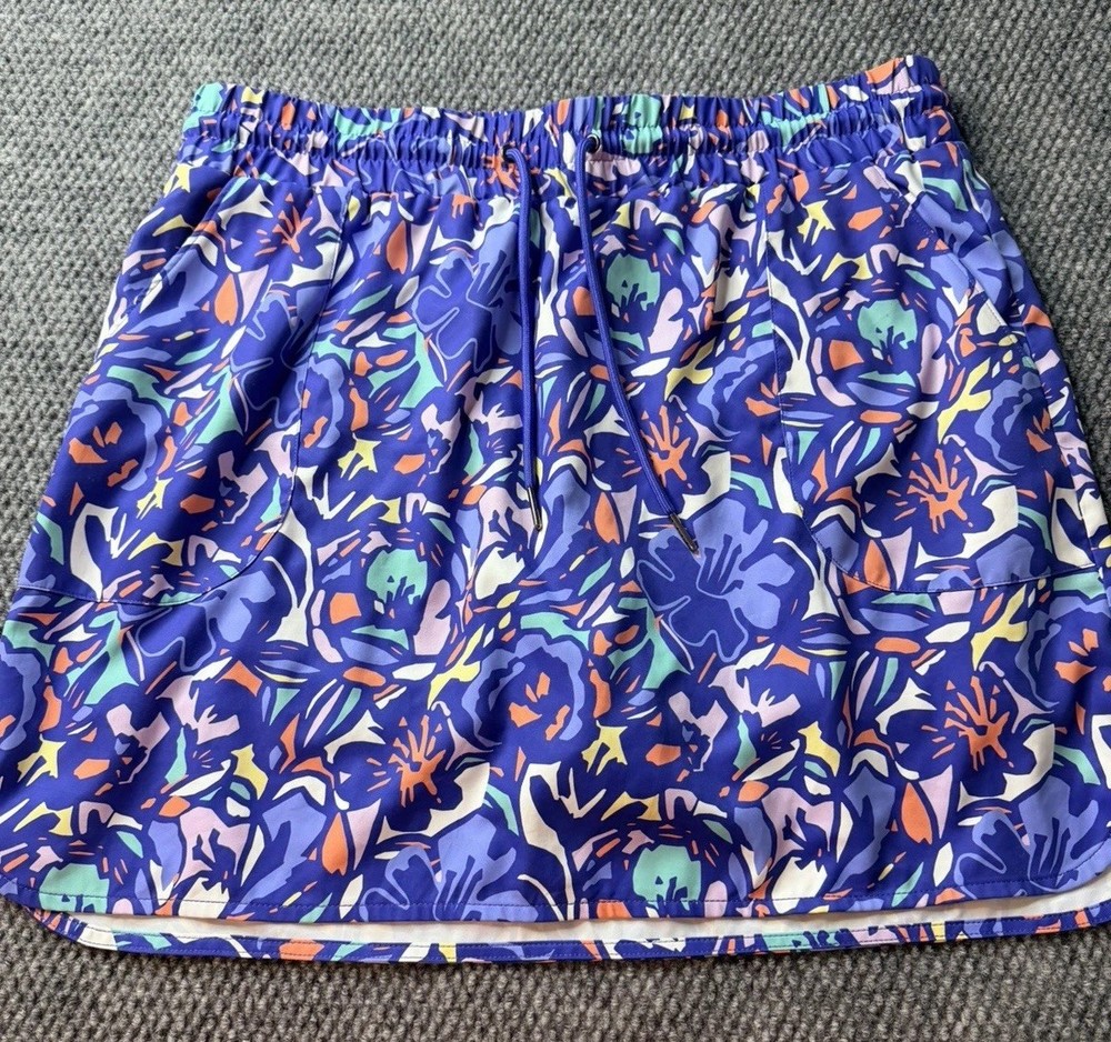 St. John's Bay Women's Skort M Floral Blue Tennis Resort Wear