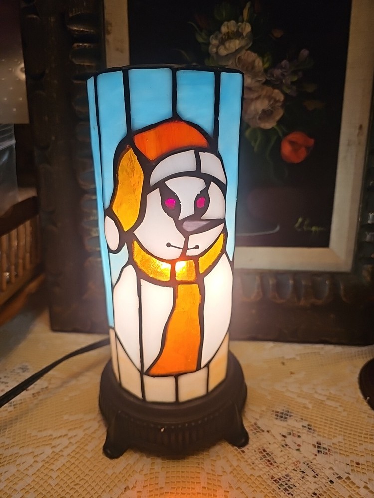Stained Glass Snowman Column Accent Lamp 10