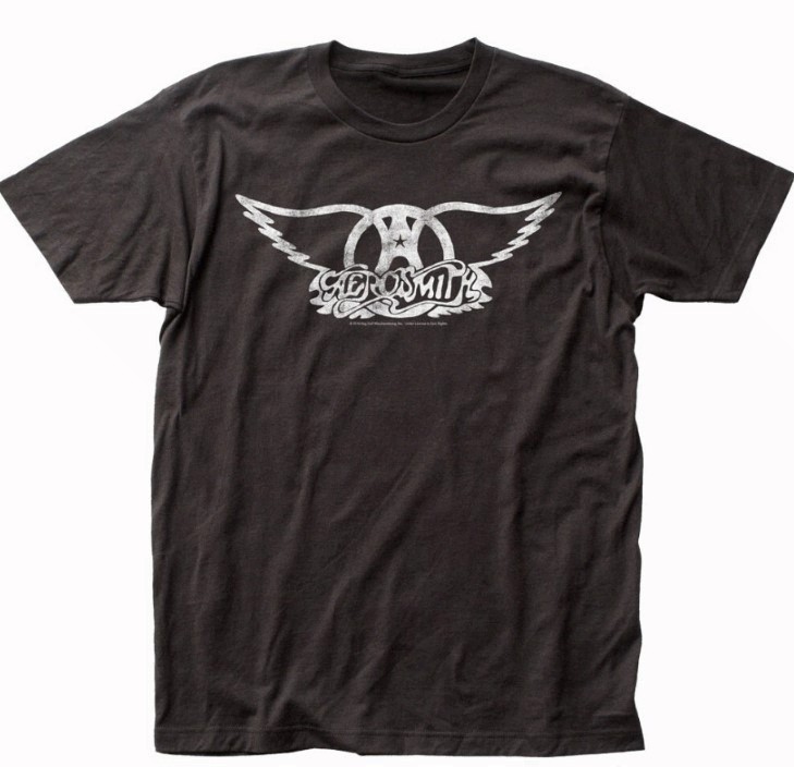 Aerosmith Logo Mens T Shirt Rock and Roll Classic Sort Sleeve Tee New Black