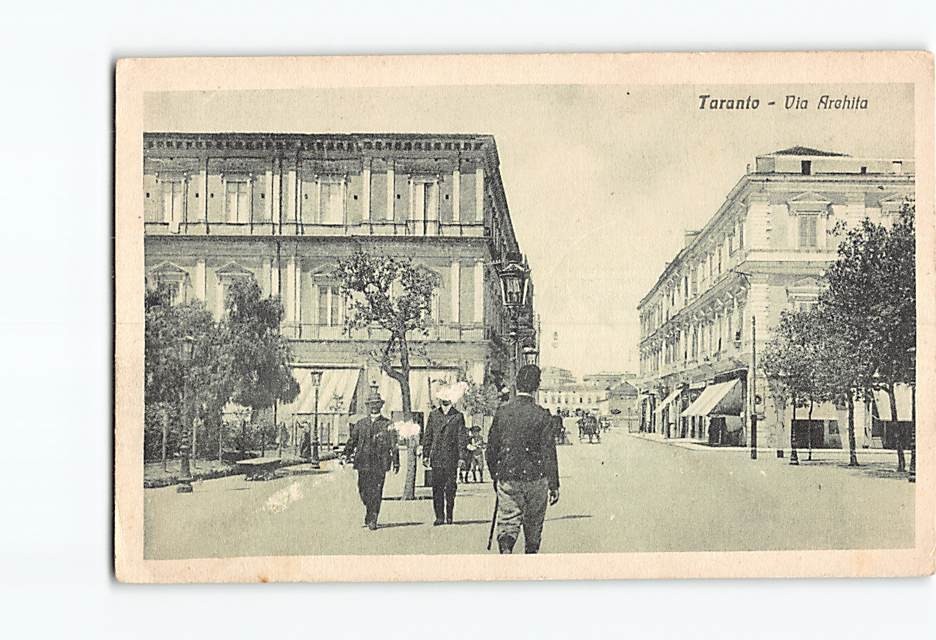 Postcard Taranto Italy Via Archita Vintage Street View Buildings IT