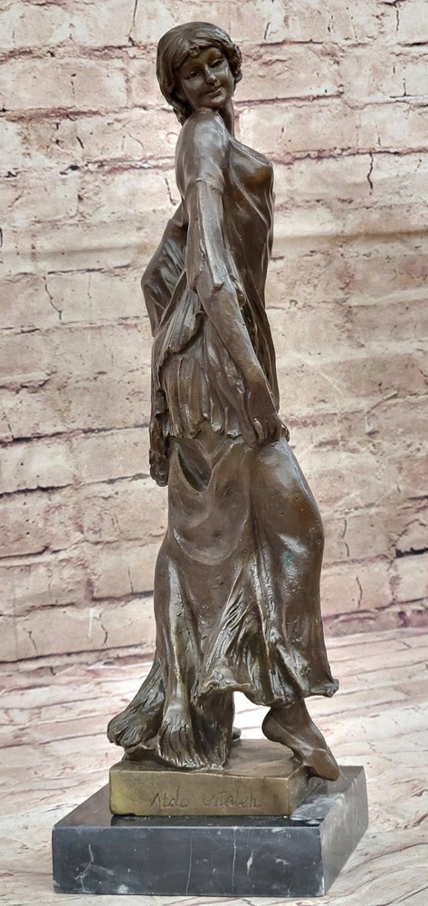 Semi Nude Classical Female Figure Bronze Statue Sculpture Decor by Aldo Vitaleh
