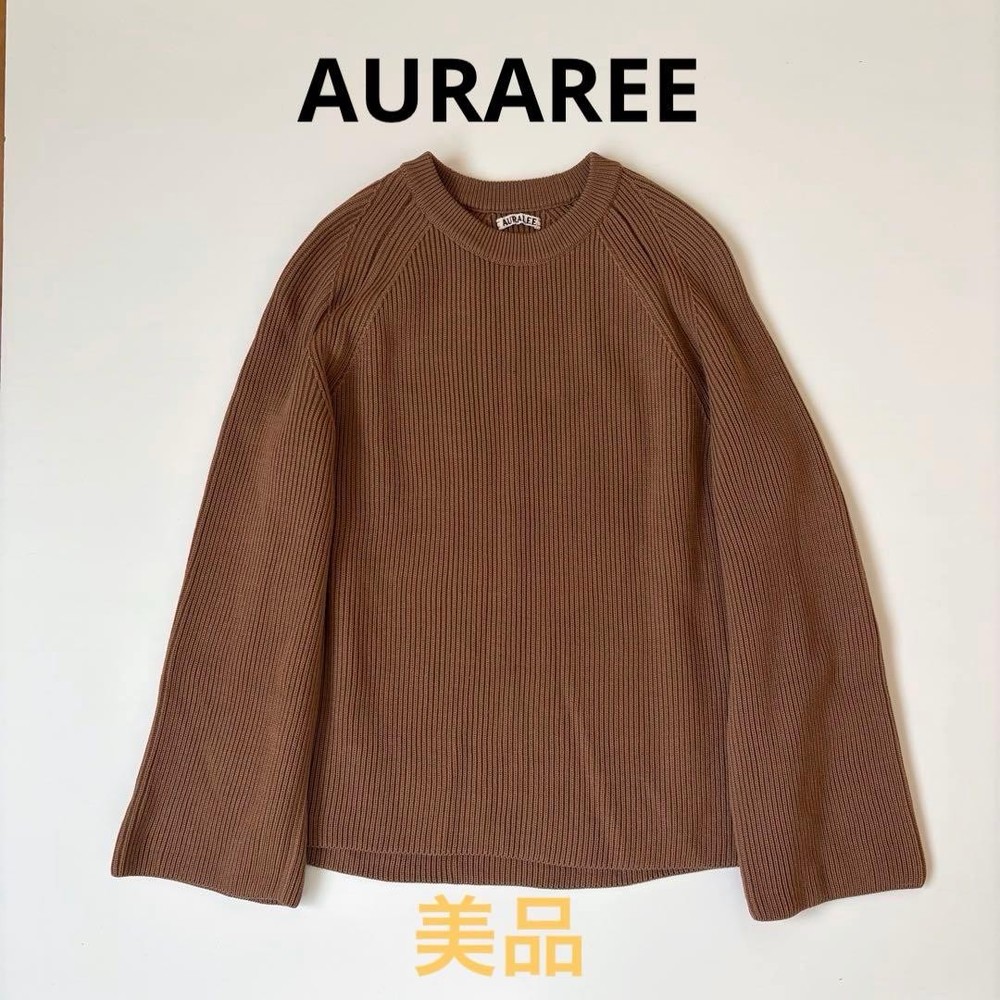 AURALEE Super Fine Wool Rib Knit Raglan Pullover